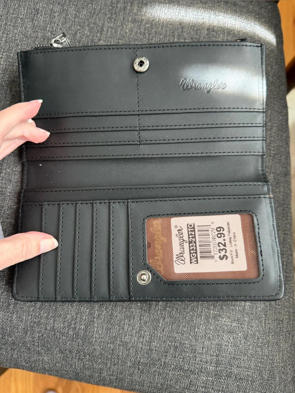 Wrangler Turquoise and Black Cowhide Print Zip Wallet